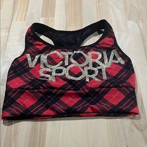 Victoria's Secret Red and Black Plaid Sports Bra